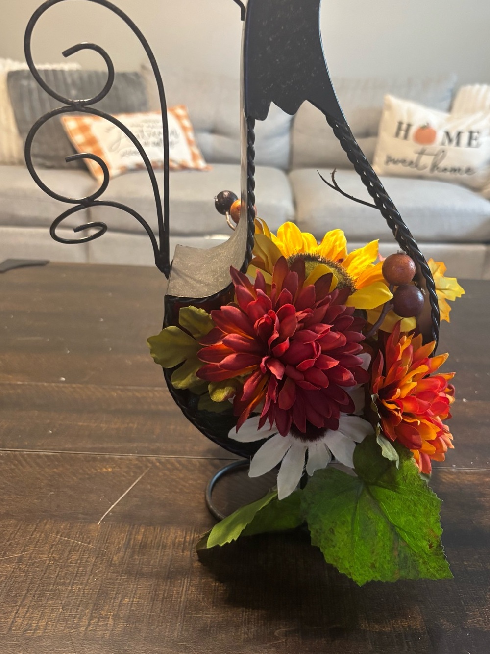 Autumn Faux Floral Arrangement in Red and Yellow